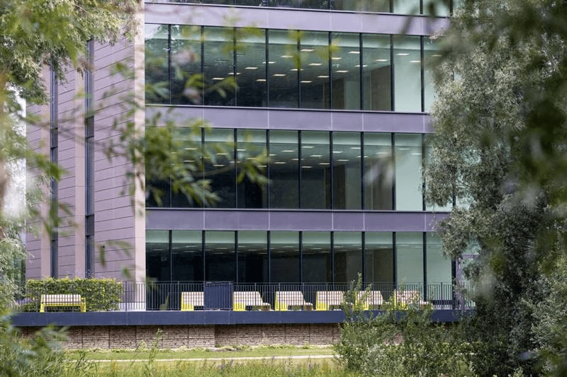 An empty office building in Reading, Berkshire, UK. Worldwide, more than a billion square metres of office space will need to be repurposed by 2050