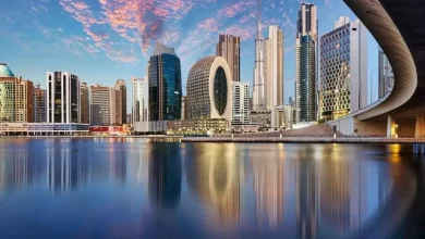 Panaroma of Dubai skyline with Burj khalifa and other skyscrapers at night from Al Jadaf Waterfront; UAE. Image used for illustrative purpose. Getty Images Getty Images