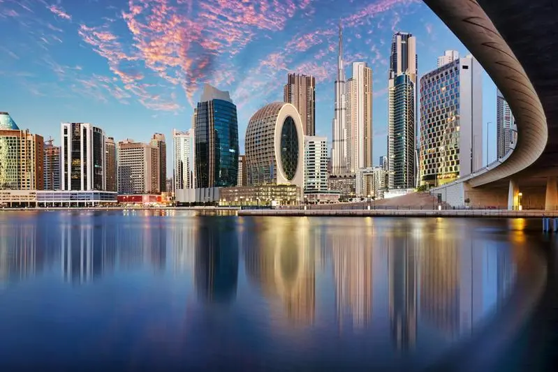 Panaroma of Dubai skyline with Burj khalifa and other skyscrapers at night from Al Jadaf Waterfront; UAE. Image used for illustrative purpose. Getty Images Getty Images