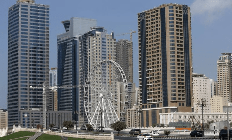 Buildings near Al Qasba area in Sharjah. There were real estate sales in 96 areas of the emirate in July.