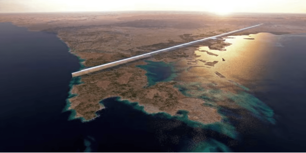 The Line is a 500-metre-tall project under construction in Saudi Arabia.