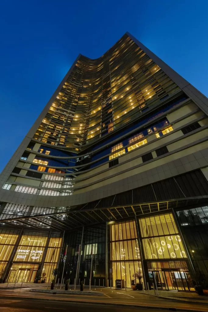 Exterior view of AYKON City Hotel. Image courtesy- Damac Source: Zawya.com