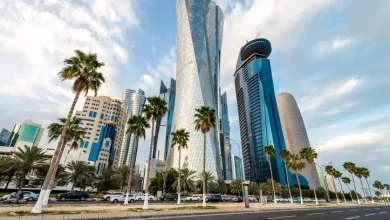 Image used for illustrative purpose. Futuristic Skyscrapers and Office Buildings, Hotels at the famous corniche urban road and promenade in the capital city of Doha, Qatar, Middle East. Source: Zawya.com