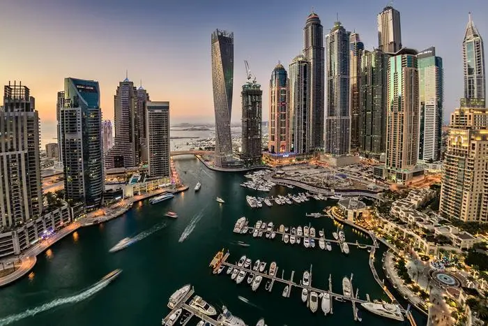 Image used for illustrative purpose. Aerial view of Dubai Marina in the evening. Getty Images/Getty Images Source: Zawya.com