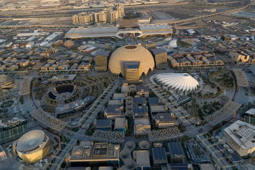 DUBAI, 18 October 2021. Aerial view of Expo 2020 Dubai.. Image Courtesy: Dany Eid/Expo 2020 Dubai) Expo City Dubai launches a roadmap for decarbonisation. Source: Zawya.com