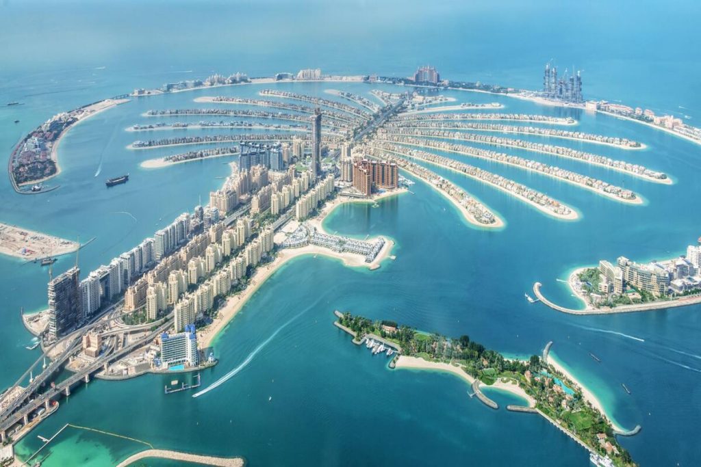 An aerial view of Dubai Palm Jumeirah Island. Foreign investors displayed considerable interest in Dubai's luxury property sector last year.